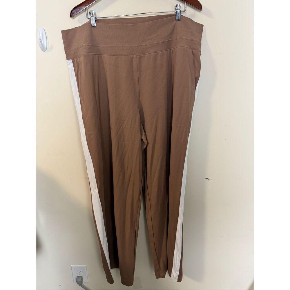 Athleta Venice Colorblock Wide Leg Pants Racer Stripe Brown 2X 464609 Athleisure